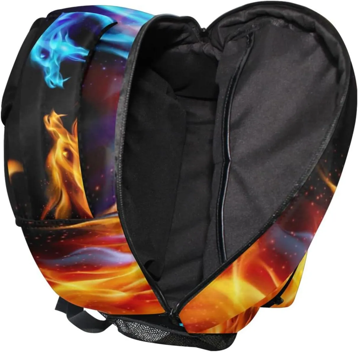 Miaoquhe Gold Fire and Blue Ice Dragon School Backpack, Water Resistant Shoulder Bookbag Children School Outdoors Travel