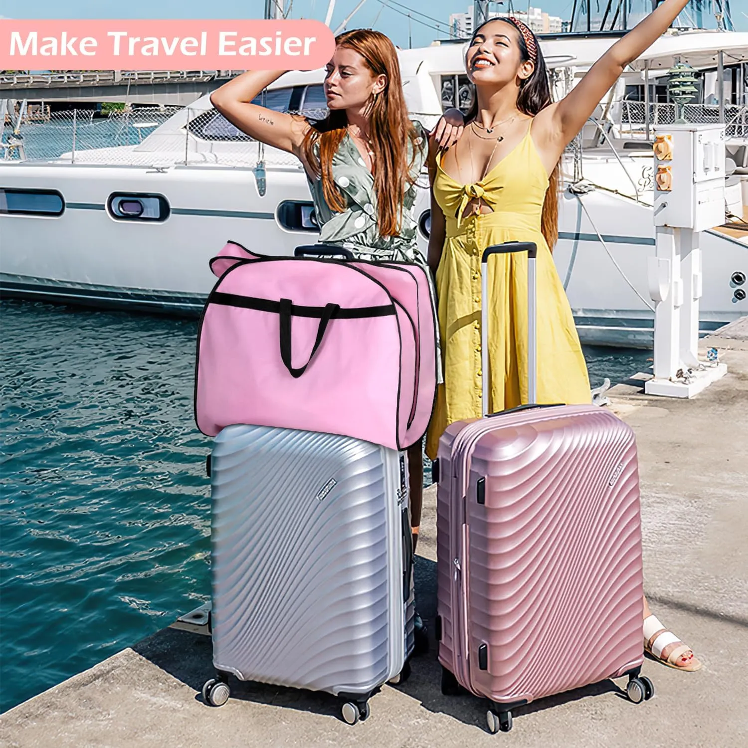 MISSLO 43" Pink Garment Bags for Travel for Women Waterproof Oxford Fabric Suit Bags for Closet Storage Dress Cover Hanging Clothes Bag