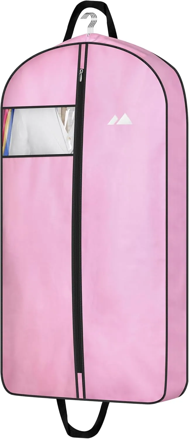MISSLO 43" Pink Garment Bags for Travel for Women Waterproof Oxford Fabric Suit Bags for Closet Storage Dress Cover Hanging Clothes Bag