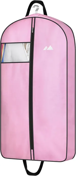 MISSLO 43" Pink Garment Bags for Travel for Women Waterproof Oxford Fabric Suit Bags for Closet Storage Dress Cover Hanging Clothes Bag
