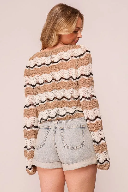 Mocha Wavy Stripe Sweater
