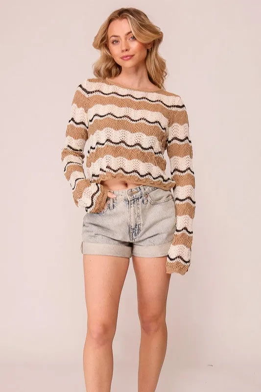 Mocha Wavy Stripe Sweater