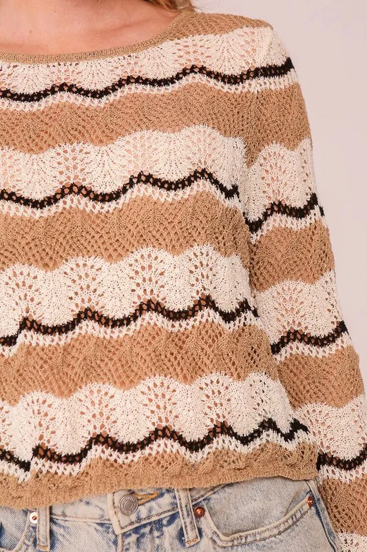 Mocha Wavy Stripe Sweater