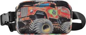 Monster Truck Red Fanny Pack Water Resistant, Women Men Waist Pack Sling Bag Purse for Travel Hiking