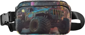 Monster Truck Street Fanny Pack Water Resistant Waist Pack Sling Bag Purse for Women Men Travel Hiking