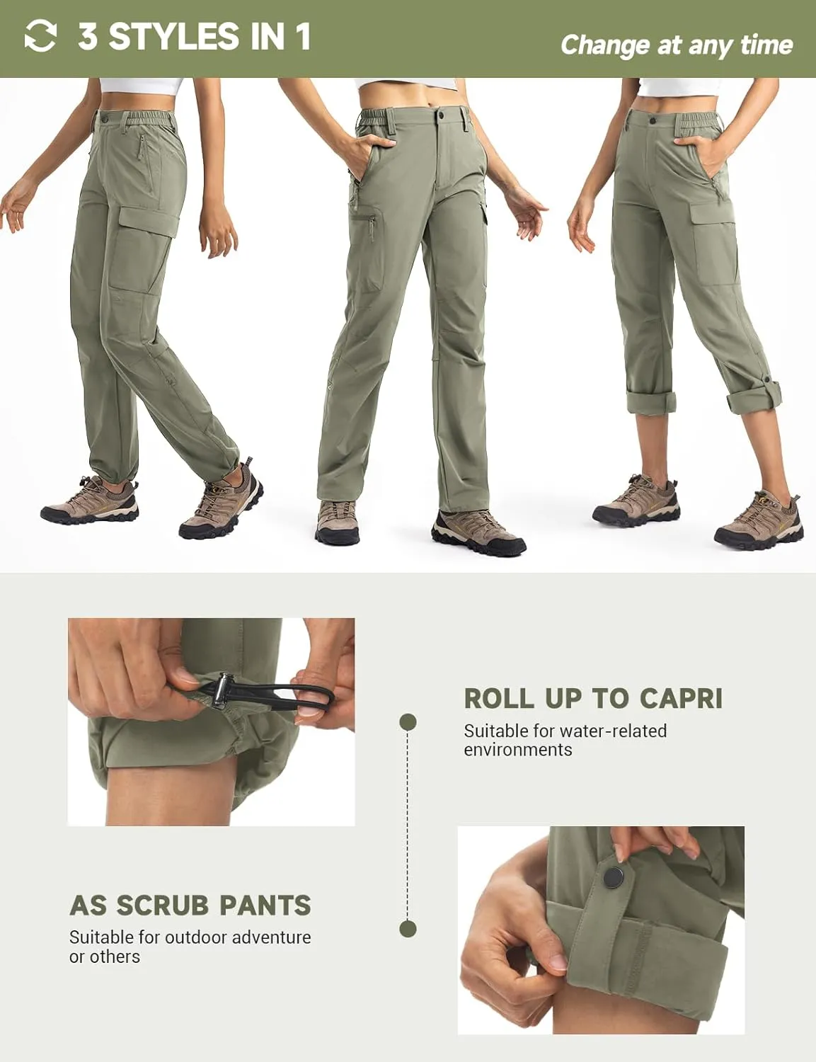 Moosehill Women's Hiking Pants Lightweight Quick Dry Water Resistant Cargo Travel Work Summer Pants for All Seasons