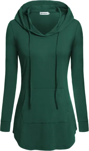 Nandashe Women Pullover V-Neck Long Sleeve Kangaroo Pocket Tunic Hoodies
