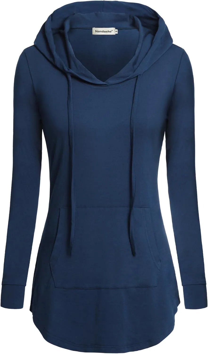 Nandashe Women Pullover V-Neck Long Sleeve Kangaroo Pocket Tunic Hoodies