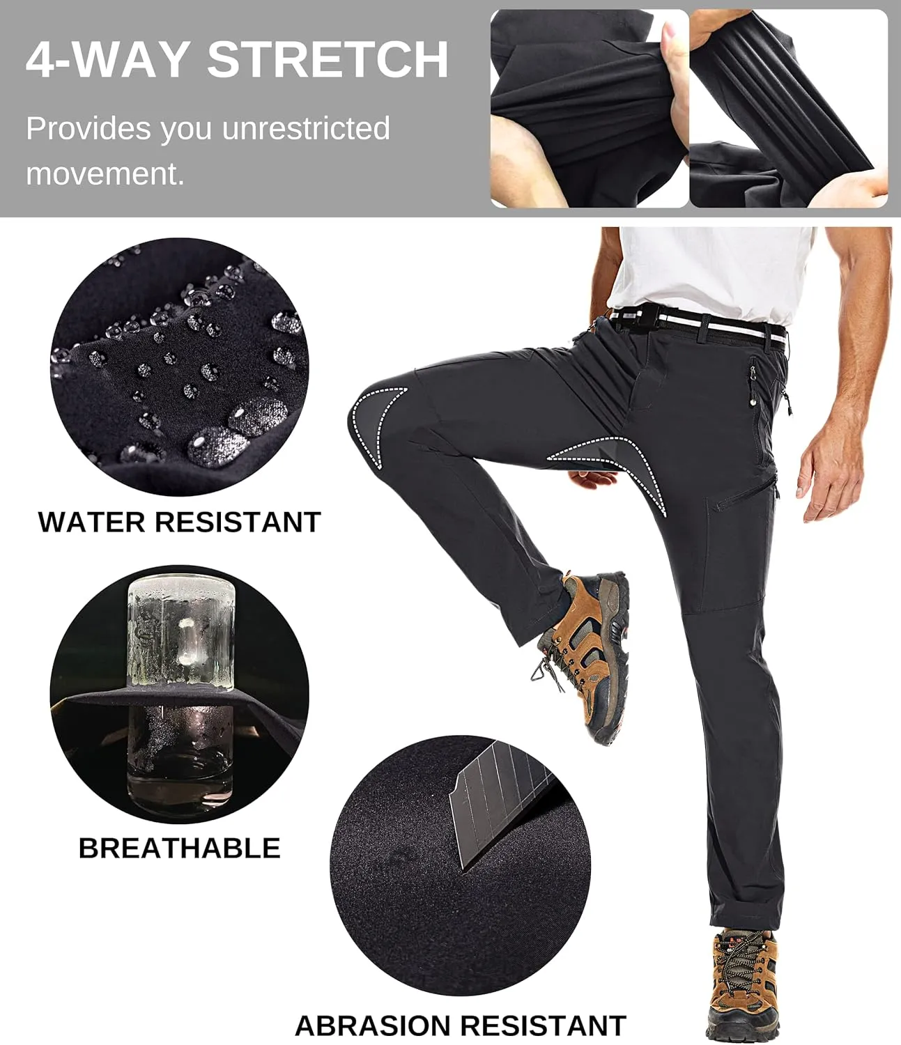 NATUVENIX Hiking Pants Men Lightweight Mens Travel Pants Stretchy Work Pants for Men Quick Dry Fishing Pants Outdoor