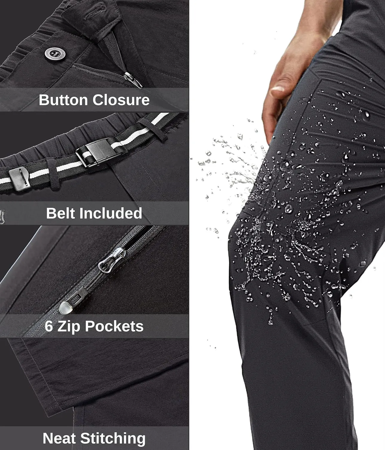 NATUVENIX Hiking Pants Men Lightweight Mens Travel Pants Stretchy Work Pants for Men Quick Dry Fishing Pants Outdoor