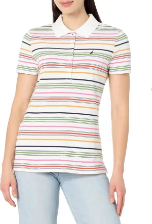 Nautica Women's Short Sleeve Button Placket Polo