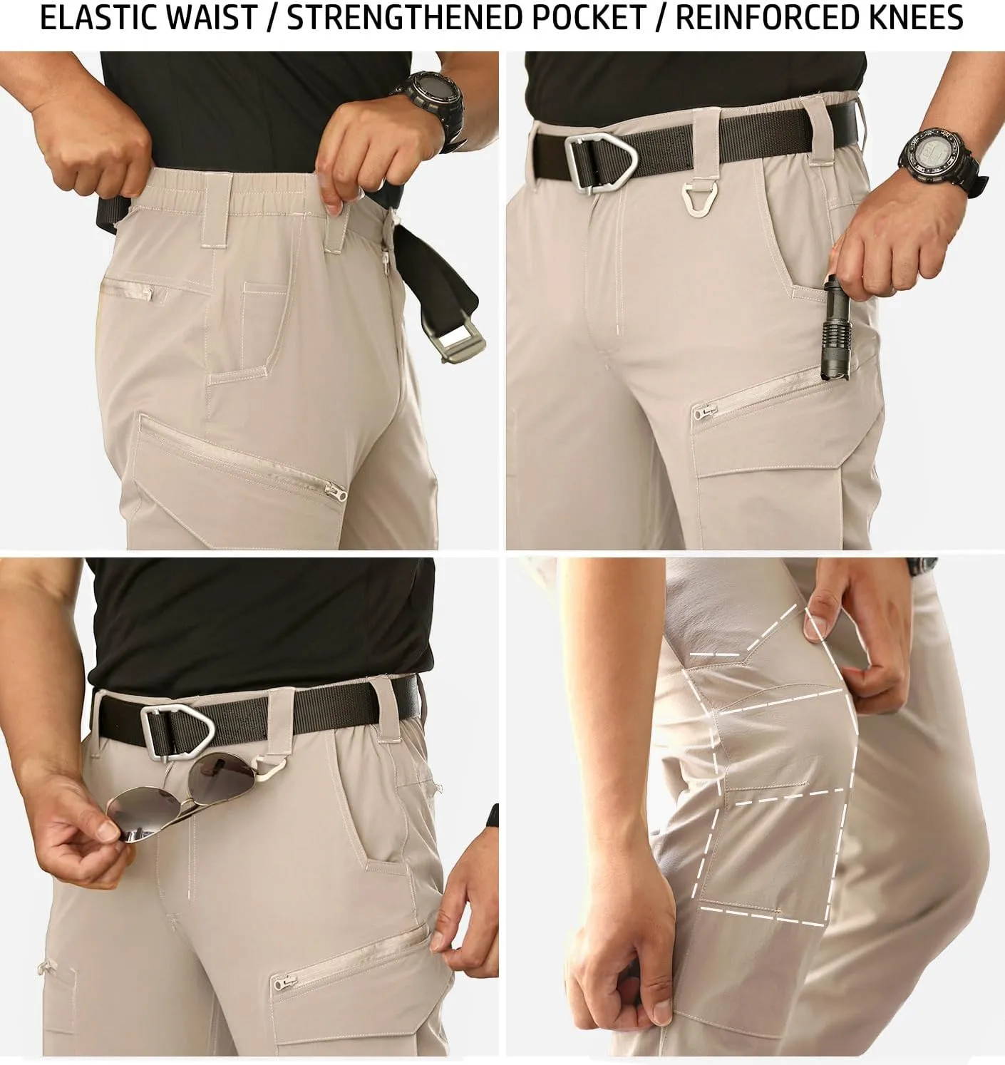 NAVEKULL Men's Lightweight Tactical Hiking Pants Quick Dry Stretch Multi-Pockets Outdoor Work Cargo Pants