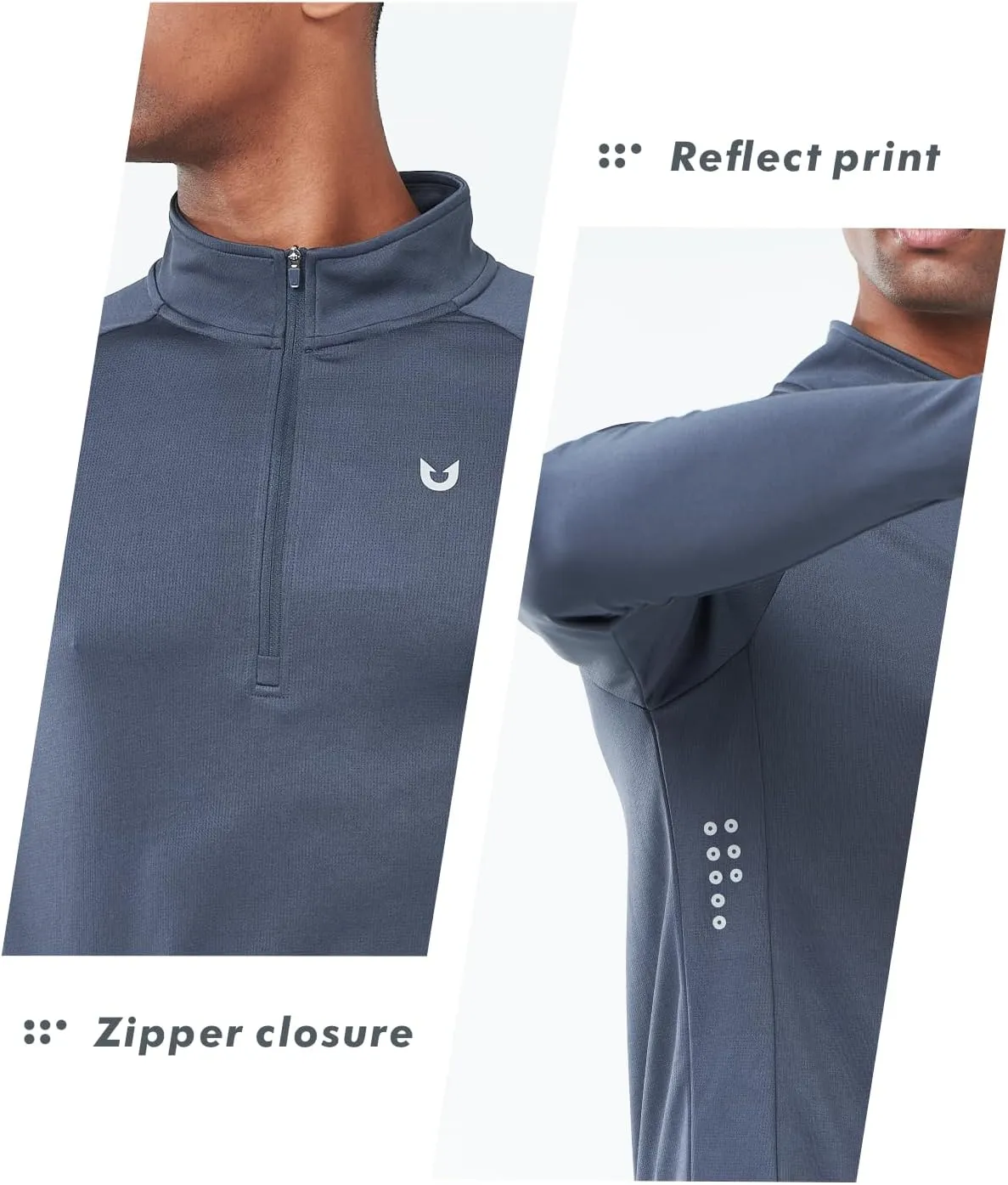 NORTHYARD Men's Running Shirt Long Sleeve Quarter Zip Pullover Moisture Wicking Quick Dry Athletic Workout Shirts