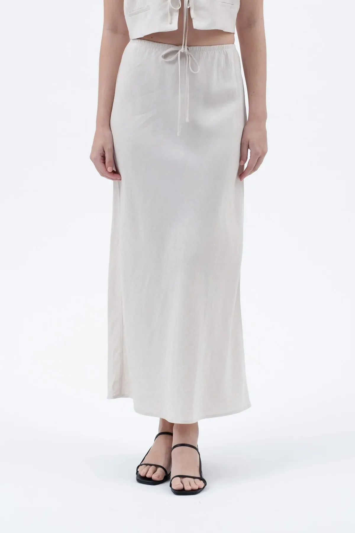 Oatmeal Linen Maxi Skirt