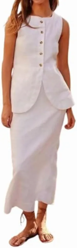 Old Money Two Piece Set - Boho Maxi Skirt & Linen Vest for Women Summer Going Out