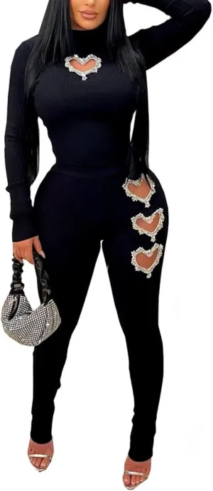 OLUOLIN Womens 2 Piece Outfits Ribbed Knit Casual Sweatsuits Jogging Suits Crop Tops Legging Pants Sets Acitve Tracksuit