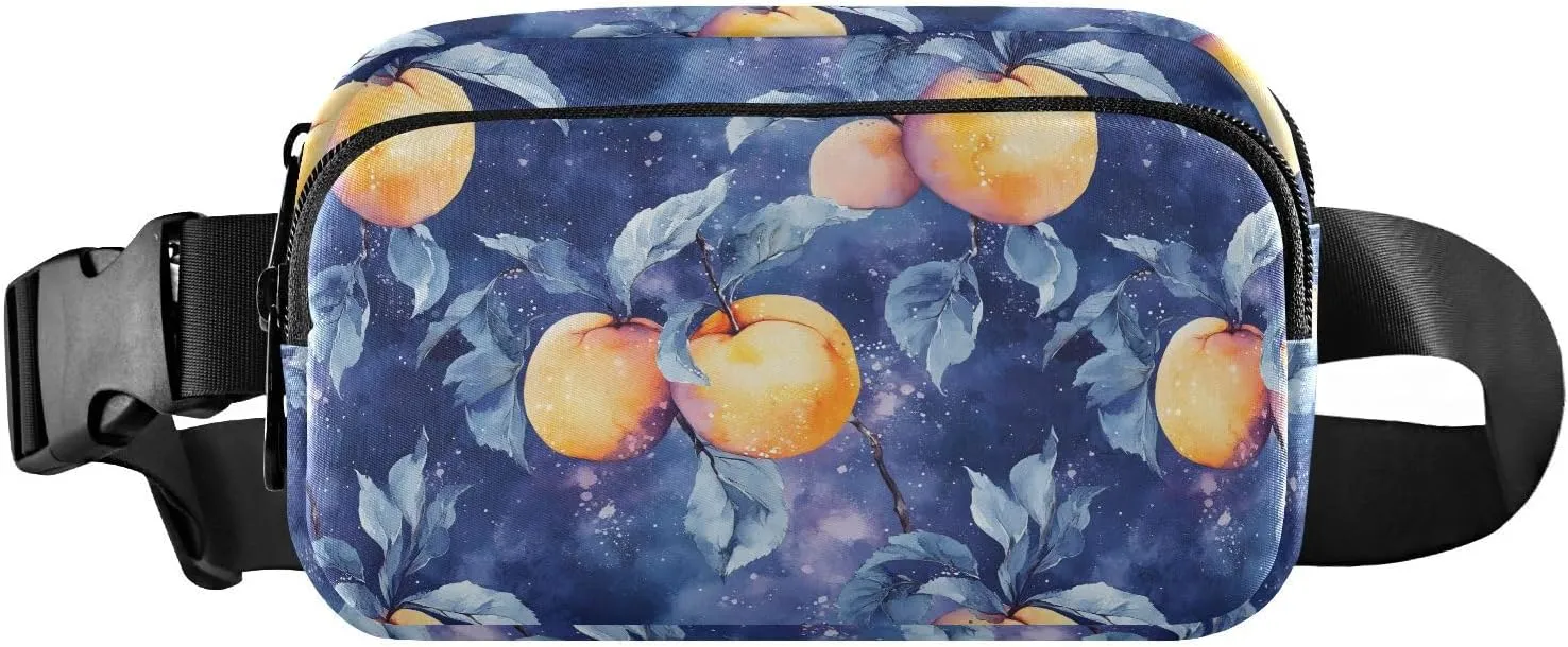 Peach Watercolor Fanny Packs for Women Men, Water Resistant Waist Pack Sling Bag Purse for Travel Hiking
