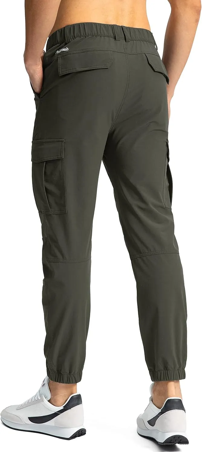 Pinkbomb Men's Hiking Cargo Pants with 7 Pockets Slim Fit Stretch Joggers Golf Cargo Work Pants for Men
