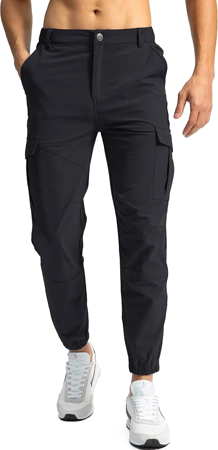 Pinkbomb Men's Hiking Cargo Pants with 7 Pockets Slim Fit Stretch Joggers Golf Cargo Work Pants for Men