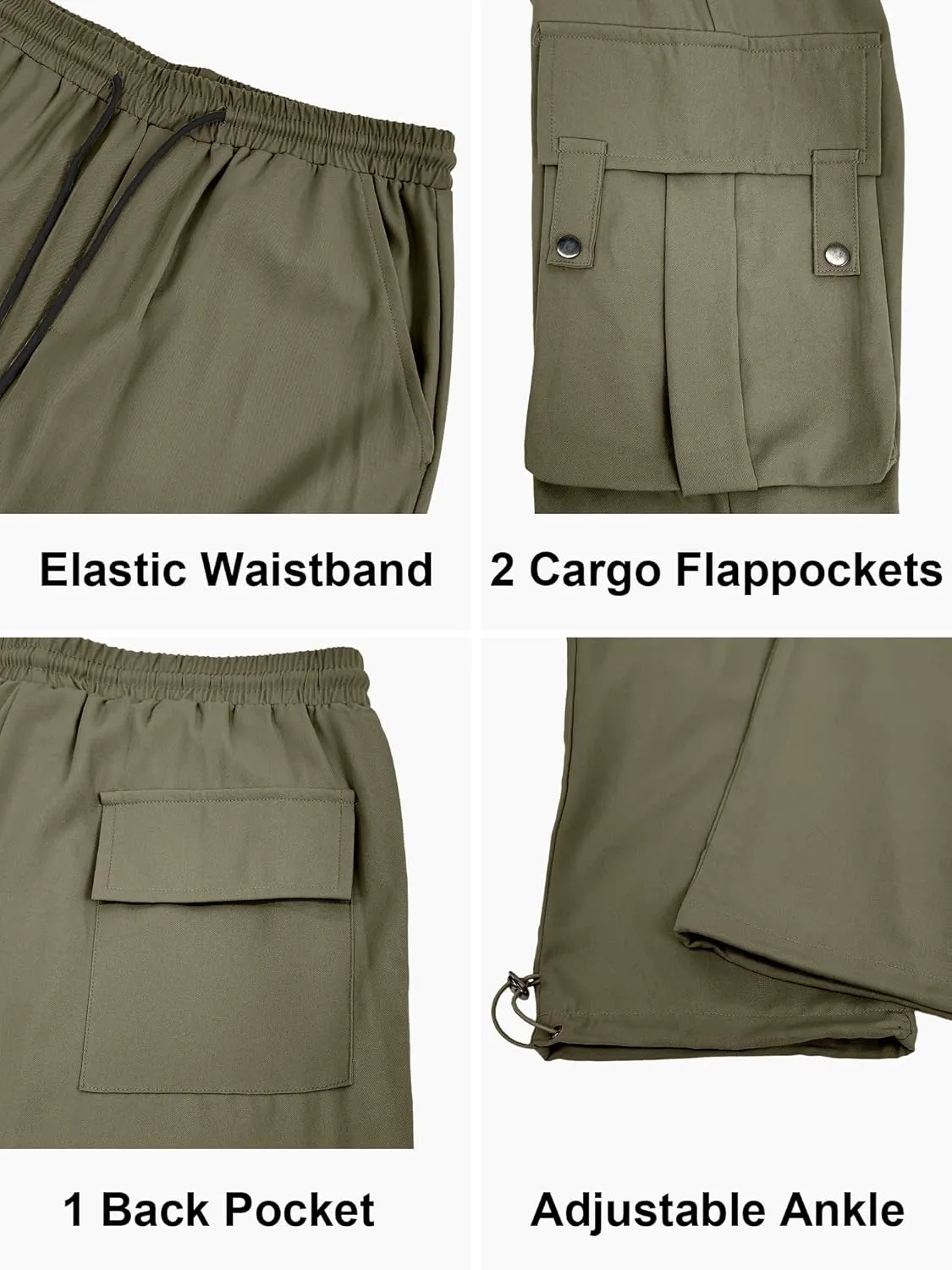 PLEPAN Men's Cargo Pants Drawstring Elastic Waist Casual Baggy Pants Streetwear Trousers Sweatpants for Men