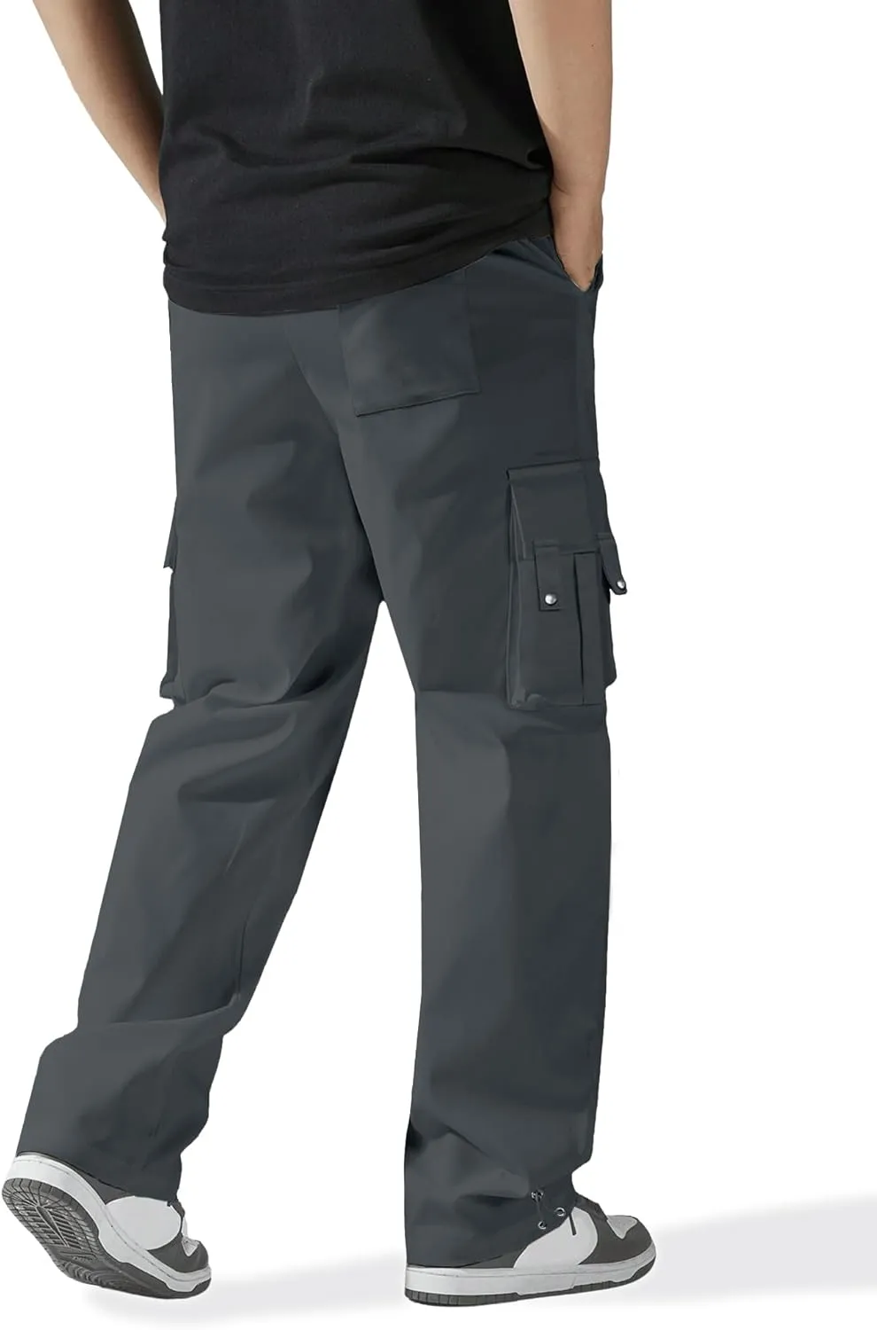 PLEPAN Men's Casual Cargo Pants Stretch Sweatpants Streetwear Trousers Hiking Drawstring Elastic Waist Workout Joggers