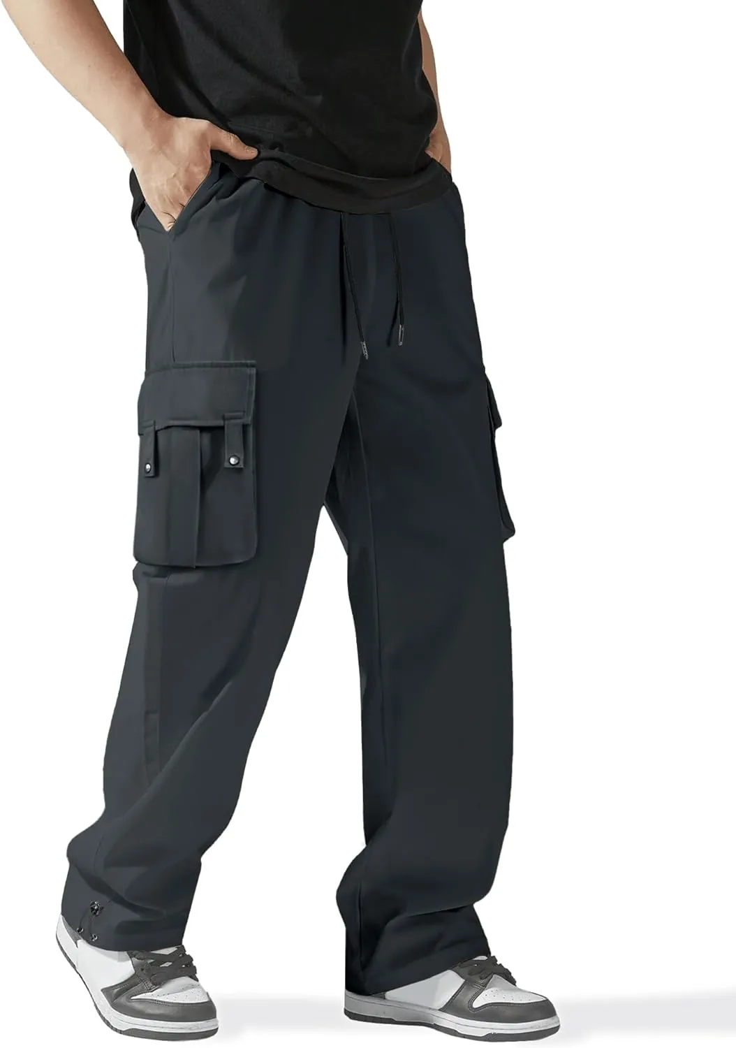 PLEPAN Men's Casual Cargo Pants Stretch Sweatpants Streetwear Trousers Hiking Drawstring Elastic Waist Workout Joggers