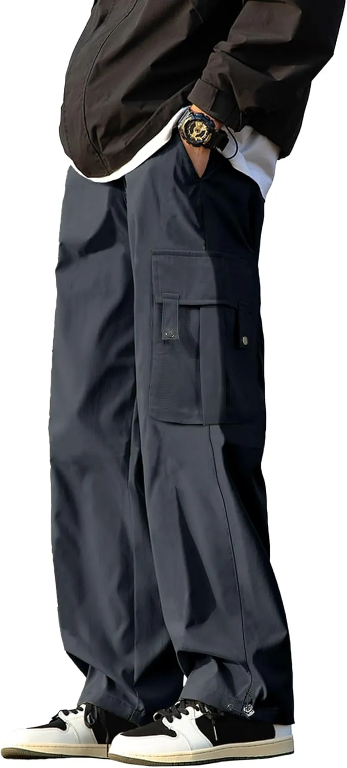 PLEPAN Men's Casual Cargo Pants Stretch Sweatpants Streetwear Trousers Hiking Drawstring Elastic Waist Workout Joggers