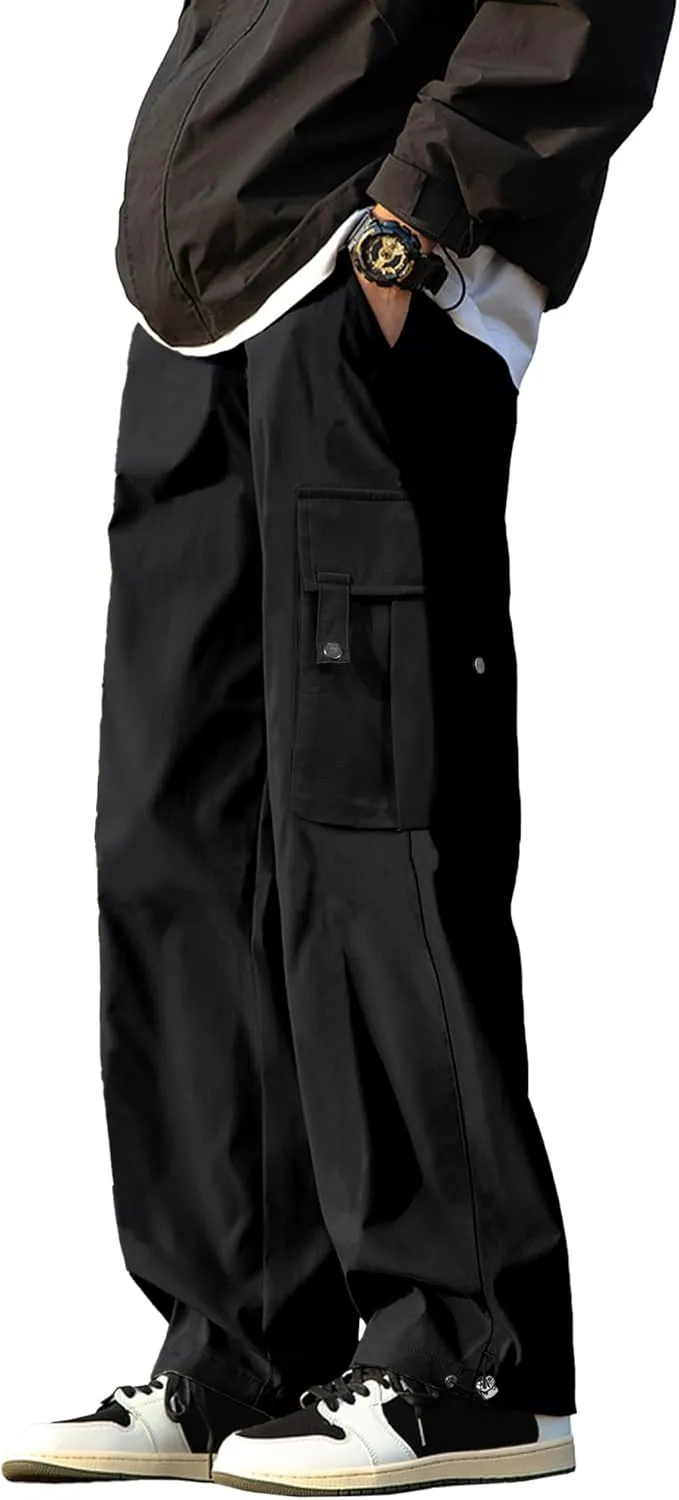 PLEPAN Men's Casual Cargo Pants Stretch Sweatpants Streetwear Trousers Hiking Drawstring Elastic Waist Workout Joggers