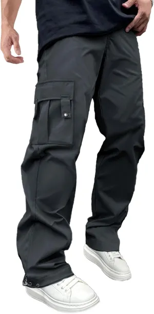 PLEPAN Men's Casual Cargo Pants Stretch Sweatpants Streetwear Trousers Hiking Drawstring Elastic Waist Workout Joggers