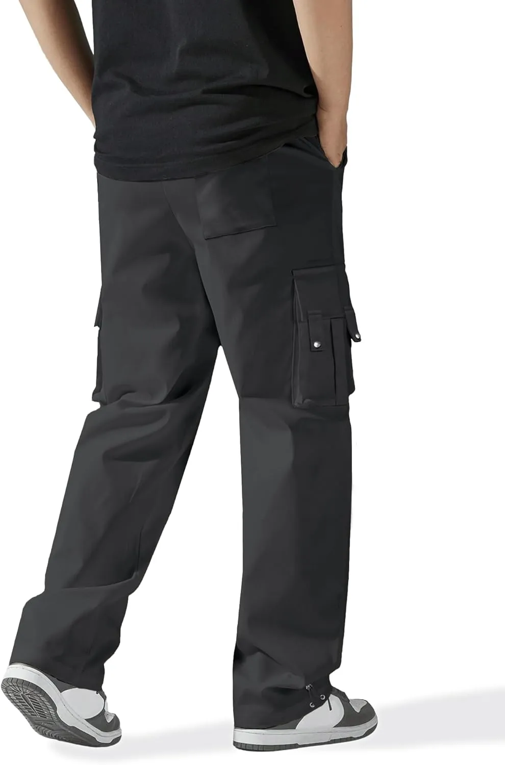 PLEPAN Men's Casual Cargo Pants Stretch Sweatpants Streetwear Trousers Hiking Drawstring Elastic Waist Workout Joggers