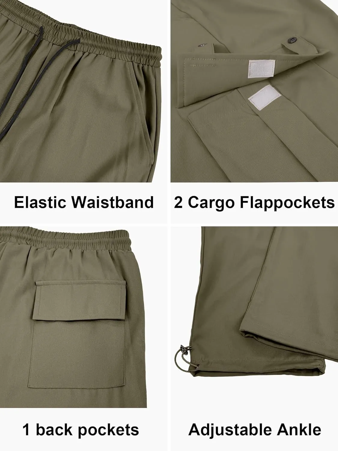 PLEPAN Men's Casual Cargo Pants Stretch Sweatpants Streetwear Trousers Hiking Drawstring Elastic Waist Workout Joggers