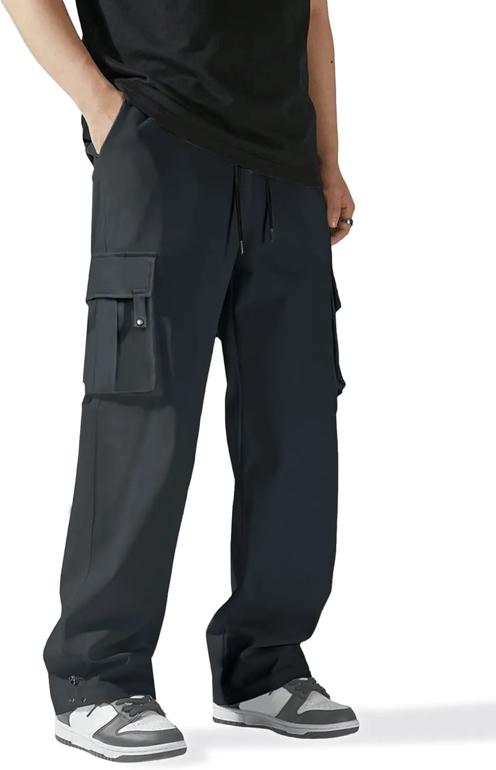 PLEPAN Men's Casual Cargo Pants Stretch Sweatpants Streetwear Trousers Hiking Drawstring Elastic Waist Workout Joggers