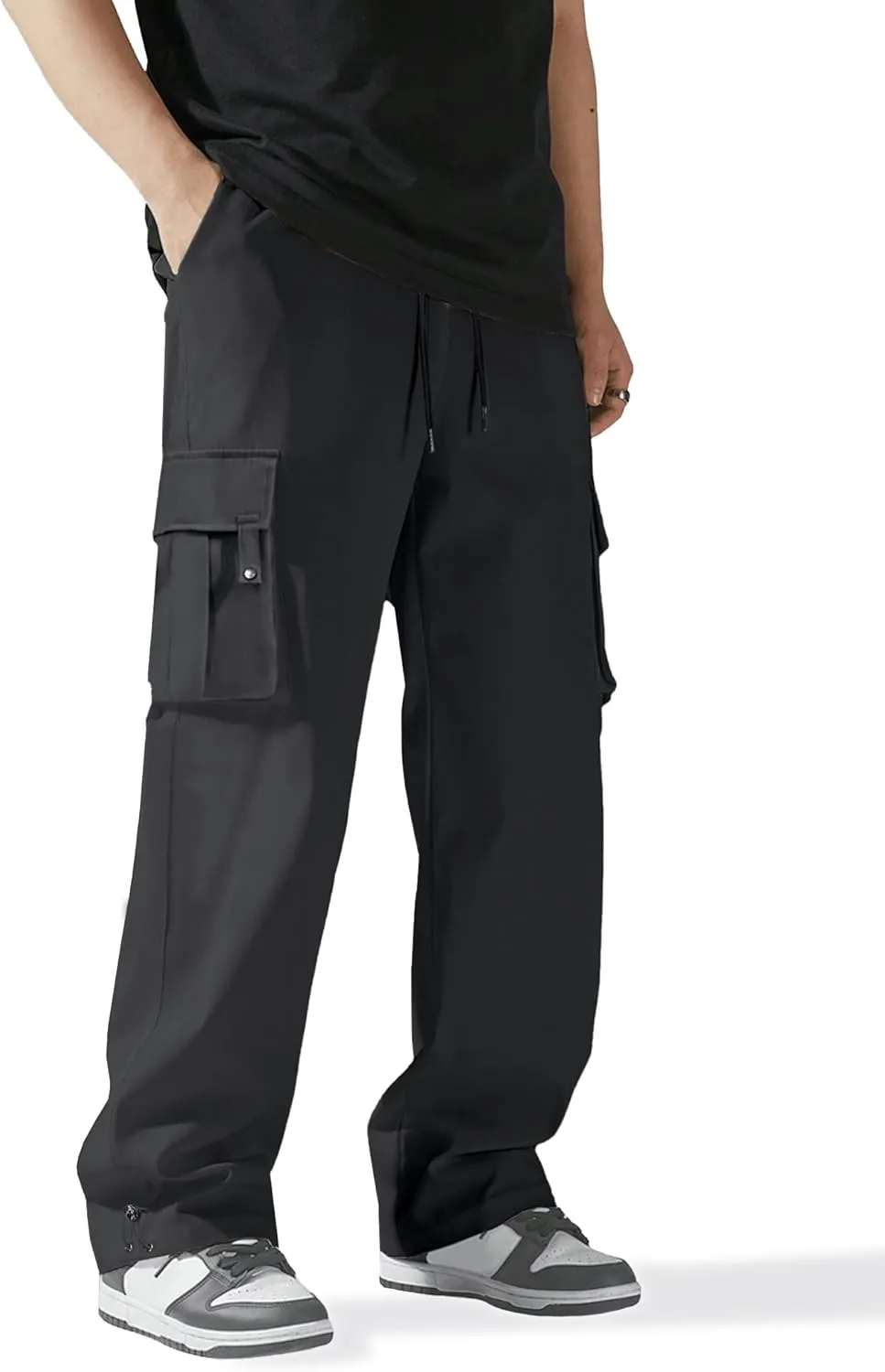 PLEPAN Men's Casual Cargo Pants Stretch Sweatpants Streetwear Trousers Hiking Drawstring Elastic Waist Workout Joggers