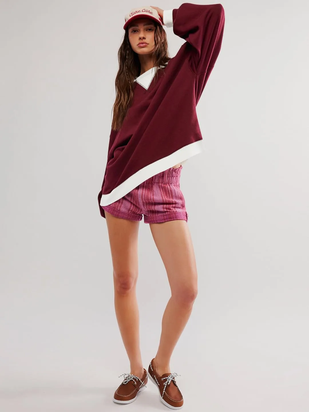 Plustrong Womens Oversized Crewneck Sweatshirt Casual Long Sleeve Color Block Pullover Hoodie Tops