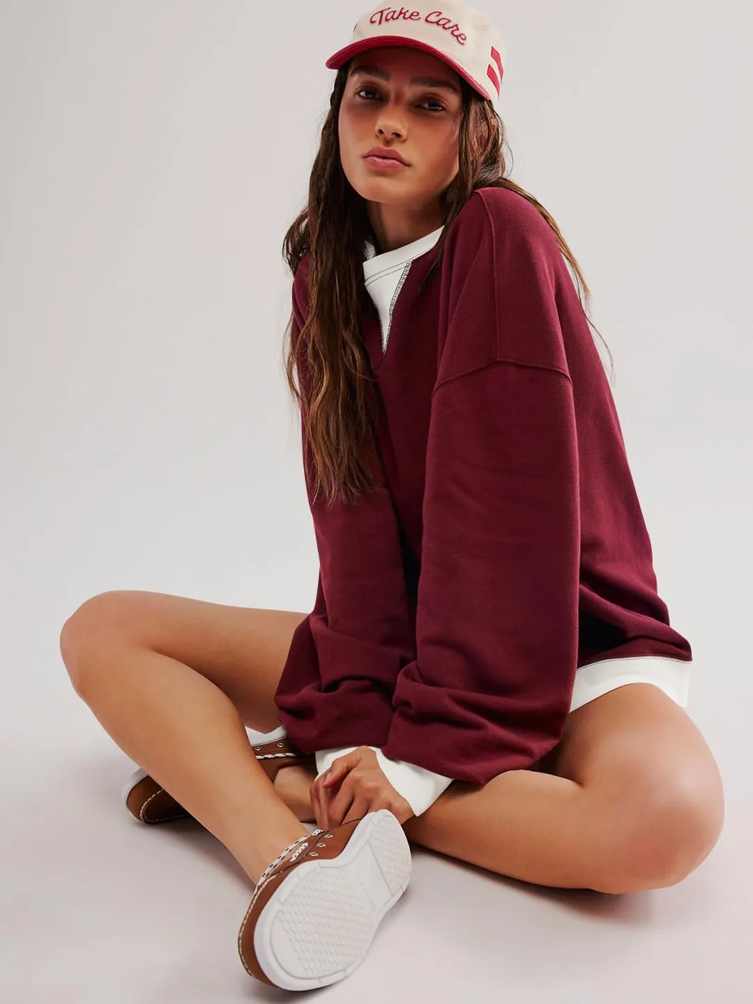 Plustrong Womens Oversized Crewneck Sweatshirt Casual Long Sleeve Color Block Pullover Hoodie Tops