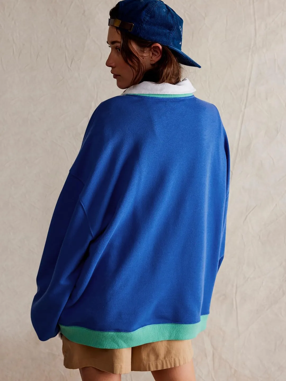 Plustrong Womens Oversized Crewneck Sweatshirt Casual Long Sleeve Color Block Pullover Hoodie Tops