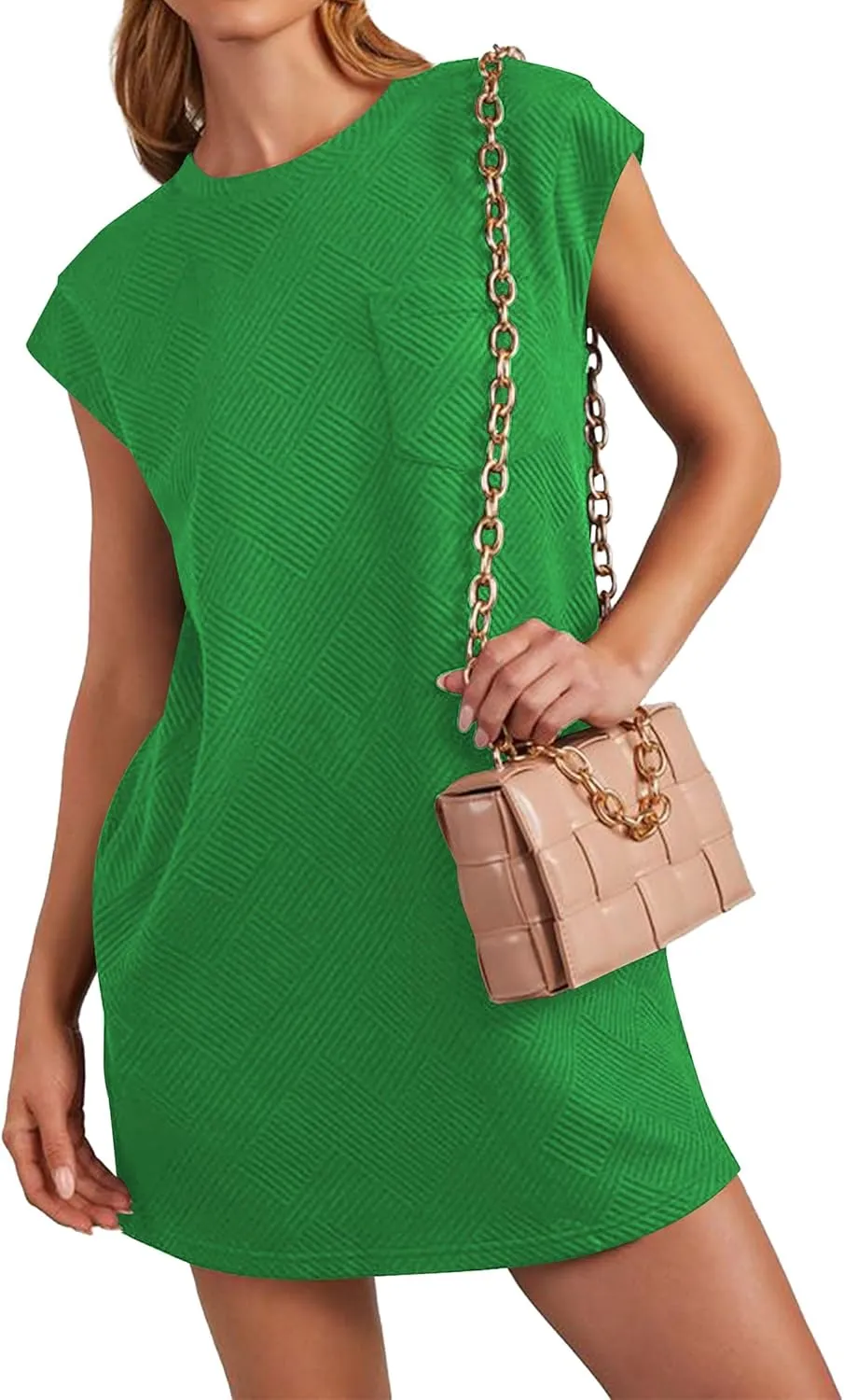 Poetsky Women's Summer Mini T Shirt Dress Casual Cap Sleeve Crewneck Loose Basic Short Beach Dresses