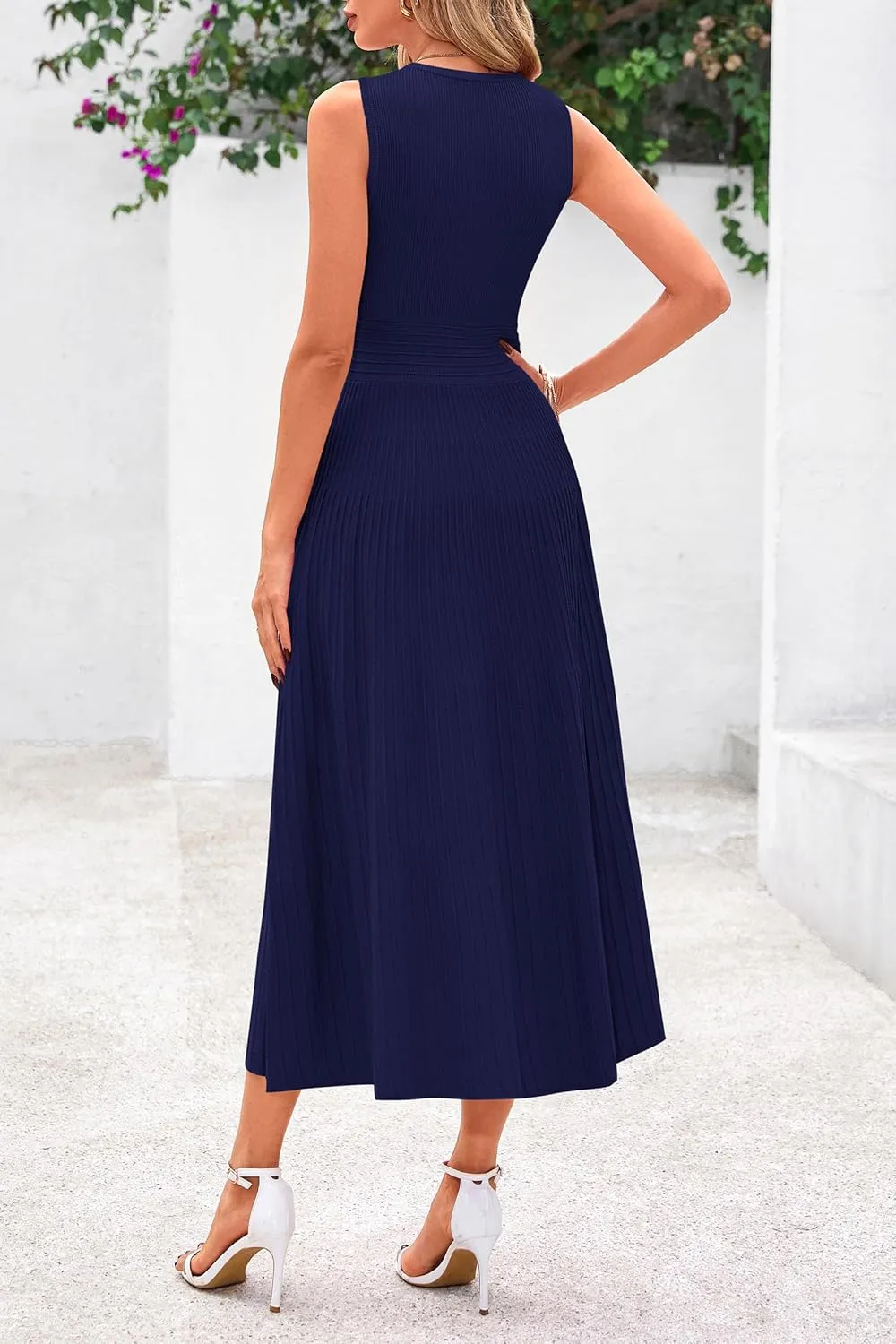 PRETTYGARDEN Spring Casual Dresses for Women 2025 Summer Business Work Midi Sleeveless A Line Pleated Cocktail Dress