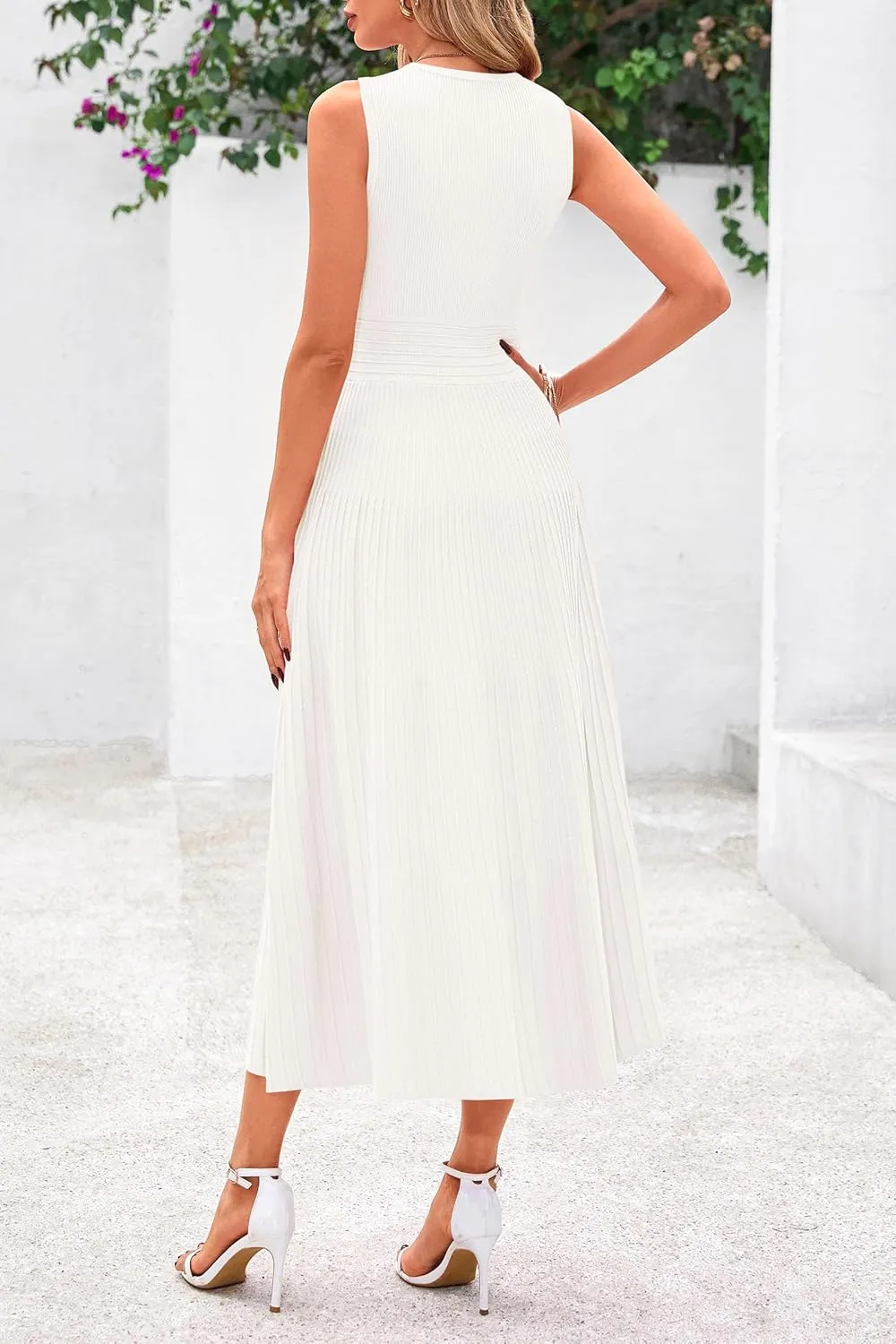 PRETTYGARDEN Spring Casual Dresses for Women 2025 Summer Business Work Midi Sleeveless A Line Pleated Cocktail Dress