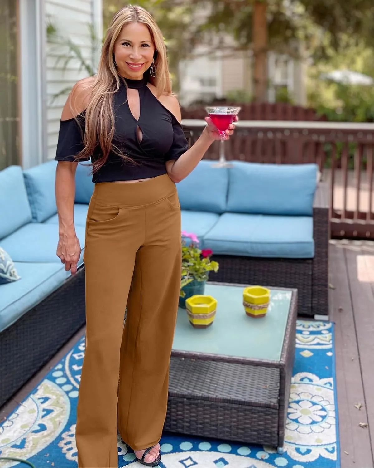 Promover Wide Leg Pants Woman Yoga Pants with Pockets Stretch Loose Casual Lounge Sweatpants Petite/Regular/Tall