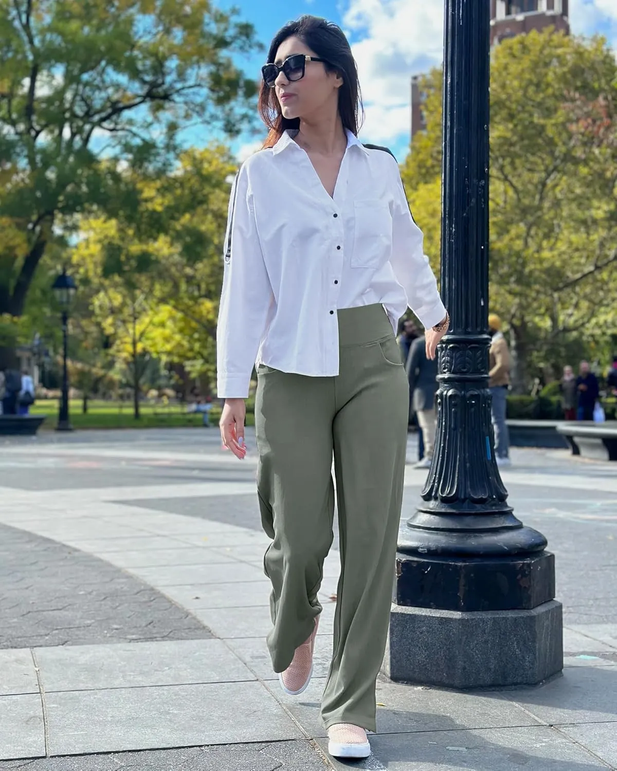 Promover Wide Leg Pants Woman Yoga Pants with Pockets Stretch Loose Casual Lounge Sweatpants Petite/Regular/Tall