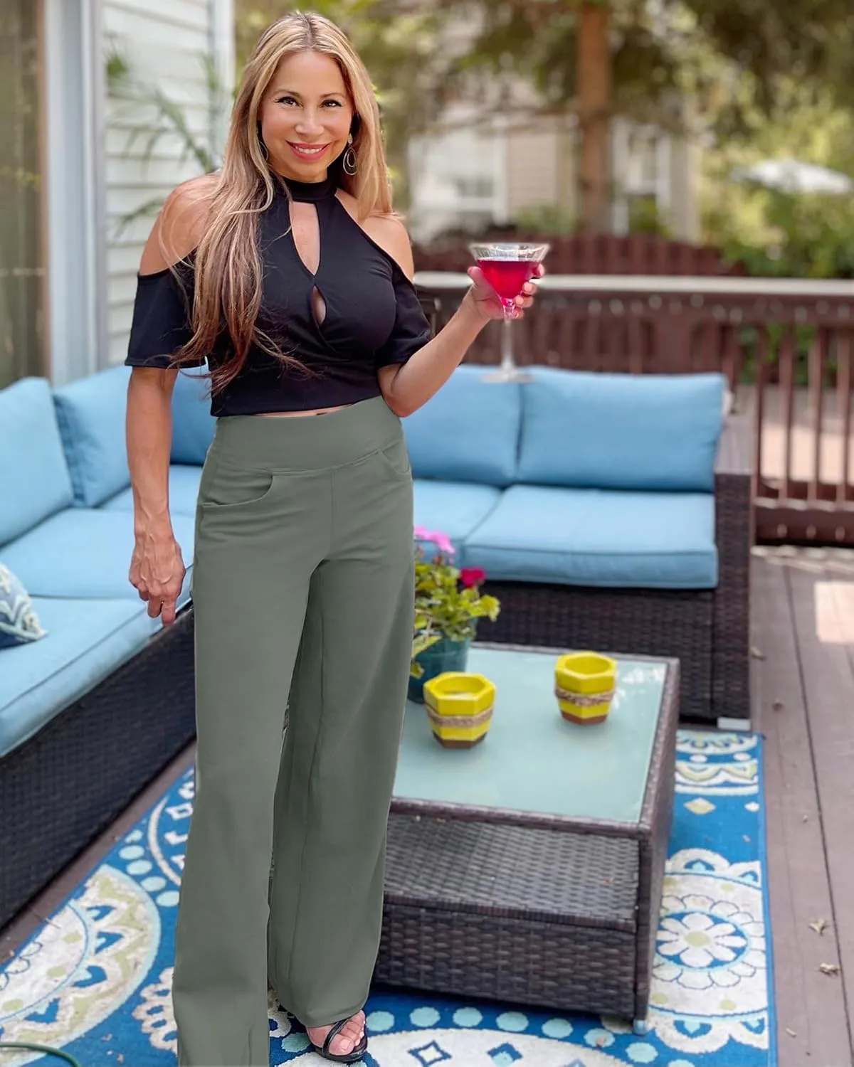 Promover Wide Leg Pants Woman Yoga Pants with Pockets Stretch Loose Casual Lounge Sweatpants Petite/Regular/Tall