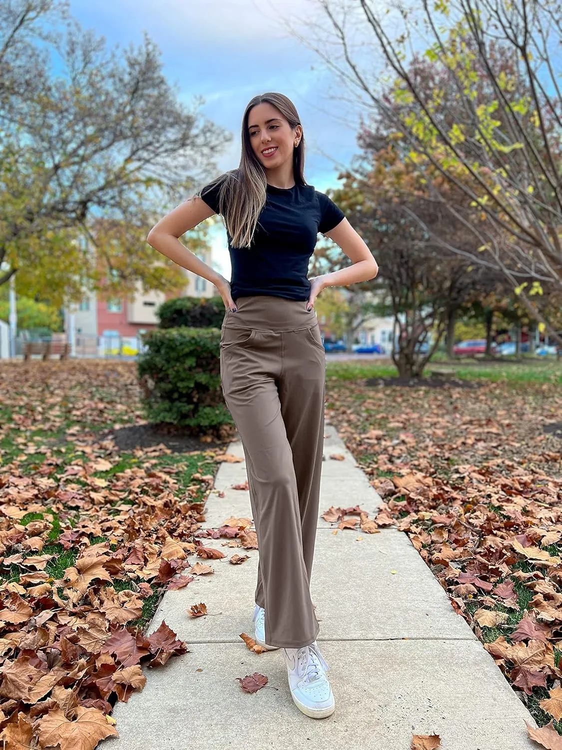 Promover Wide Leg Pants Woman Yoga Pants with Pockets Stretch Loose Casual Lounge Sweatpants Petite/Regular/Tall