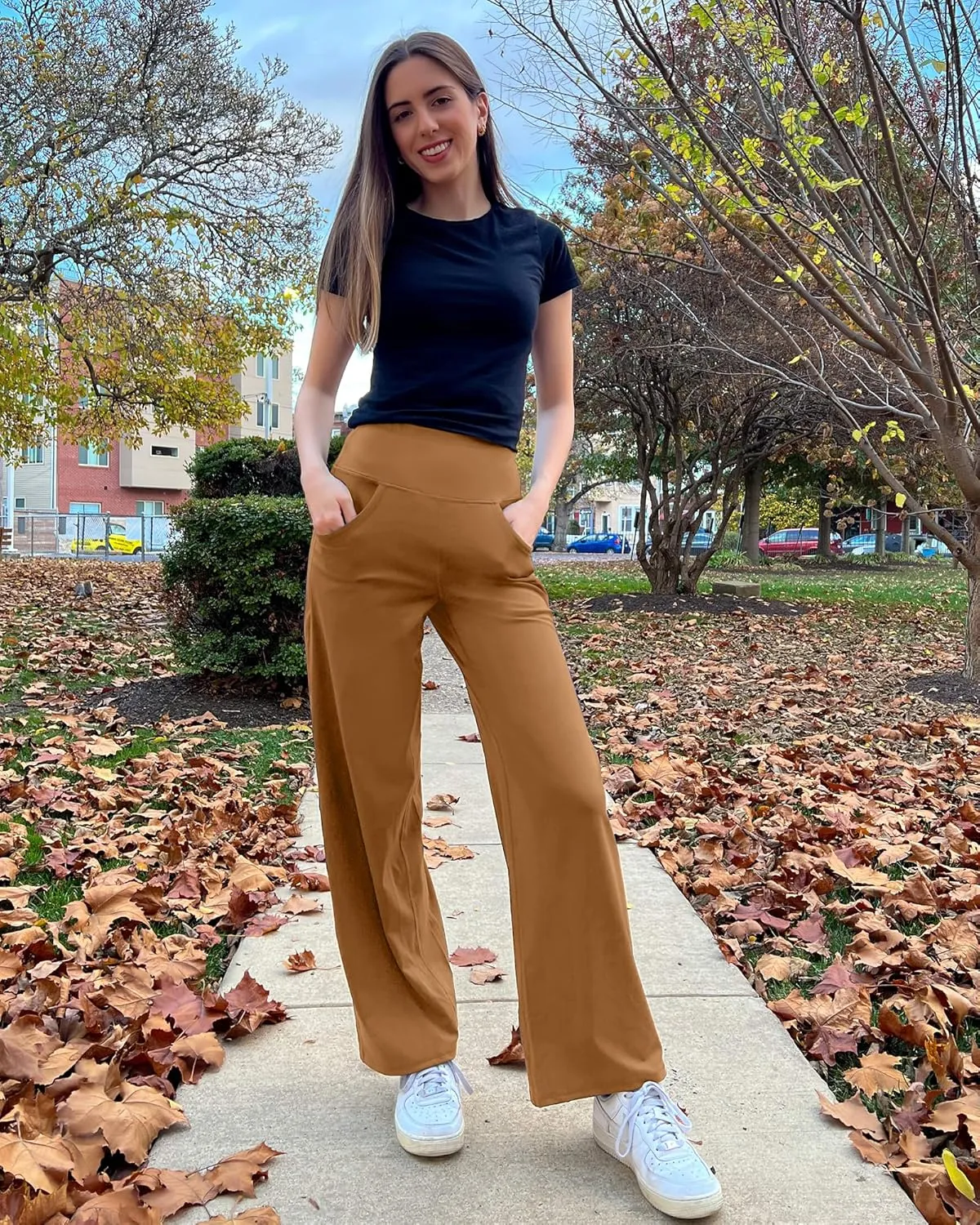 Promover Wide Leg Pants Woman Yoga Pants with Pockets Stretch Loose Casual Lounge Sweatpants Petite/Regular/Tall