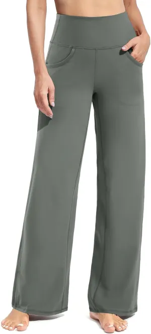 Promover Wide Leg Pants Woman Yoga Pants with Pockets Stretch Loose Casual Lounge Sweatpants Petite/Regular/Tall