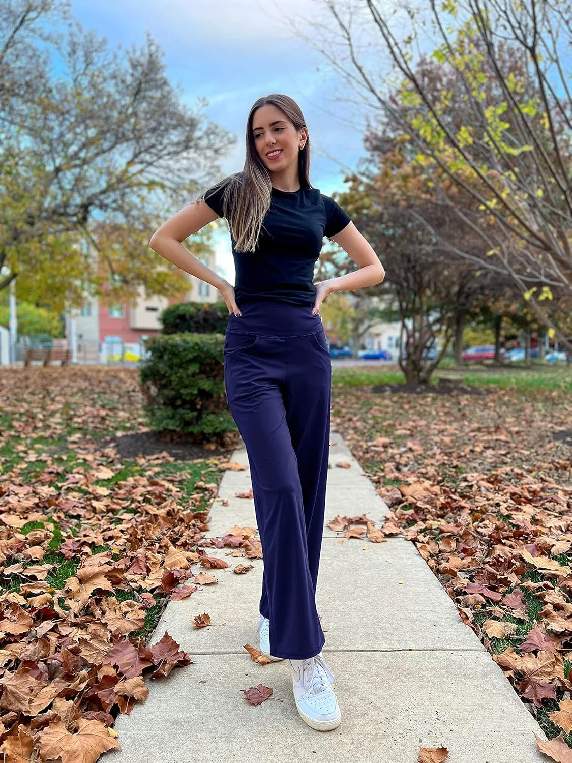 Promover Wide Leg Pants Woman Yoga Pants with Pockets Stretch Loose Casual Lounge Sweatpants Petite/Regular/Tall