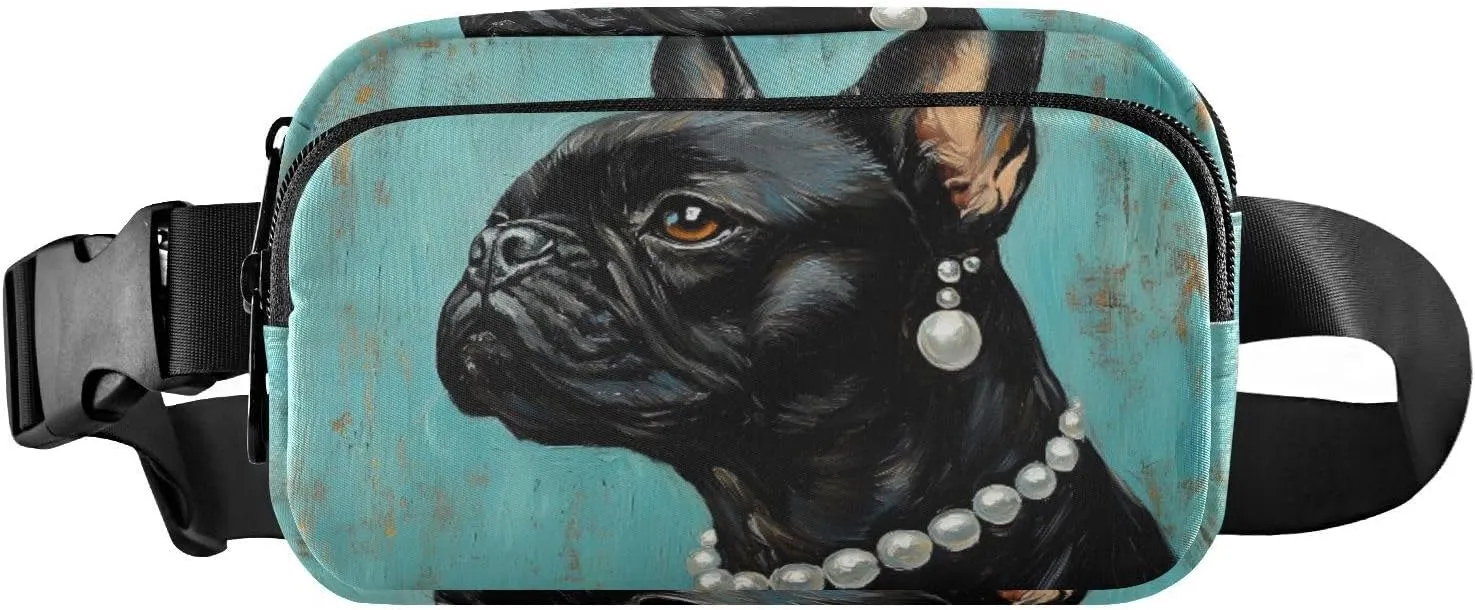 Pug Black Fanny Packs for Women Men, Water Resistant Waist Pack Sling Bag Purse for Travel Hiking