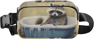 Raccoon Bathtub Fanny Pack for Travel Hiking Water Resistant Waist Pack Sling Bag Purse for Women Men
