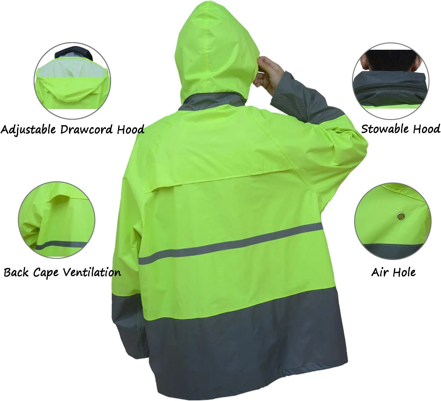 Rain Jacket Pants Suits for Men Women Waterproof Lightweight Rain Gear Coat Workwear