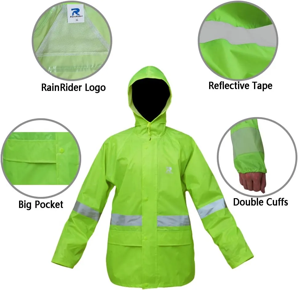 Rain Jacket Pants Suits for Men Women Waterproof Lightweight Rain Gear Coat Workwear